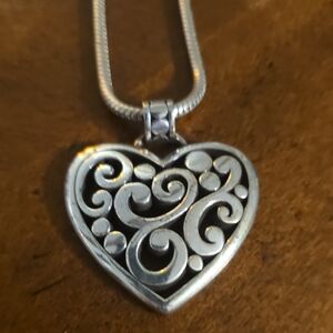 Brighton Silver Swirl Heart Necklace